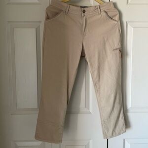 Charlie B | Tan Khaki Cargo Cropped Pant. Zip Cuff. Pockets. Size 4. Casual